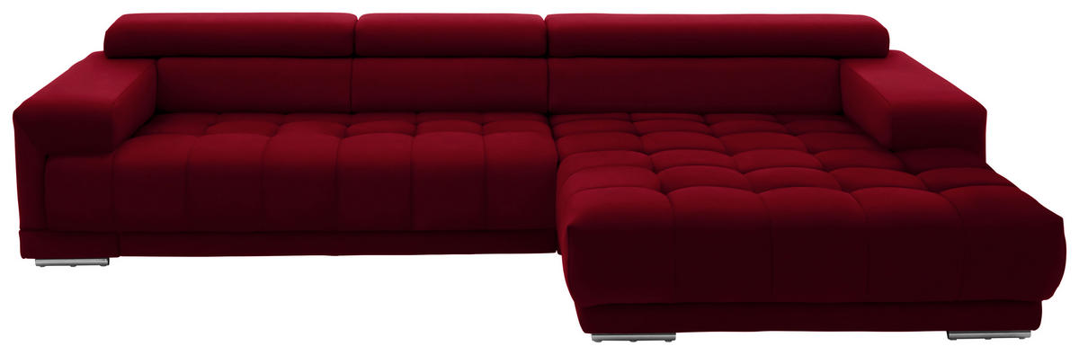 ECKSOFA Mikrofaser Rot  - Silberfarben/Rot, Design, Textil/Metall (335/190cm) - Beldomo Speed
