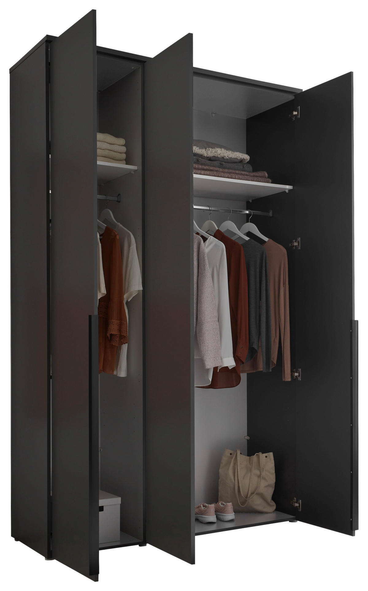 DREHTÜRENSCHRANK 135/225/52 cm 3-türig Graphitfarben  - Graphitfarben/Schwarz, MODERN, Holzwerkstoff/Kunststoff (135/225/52cm) - MID.YOU