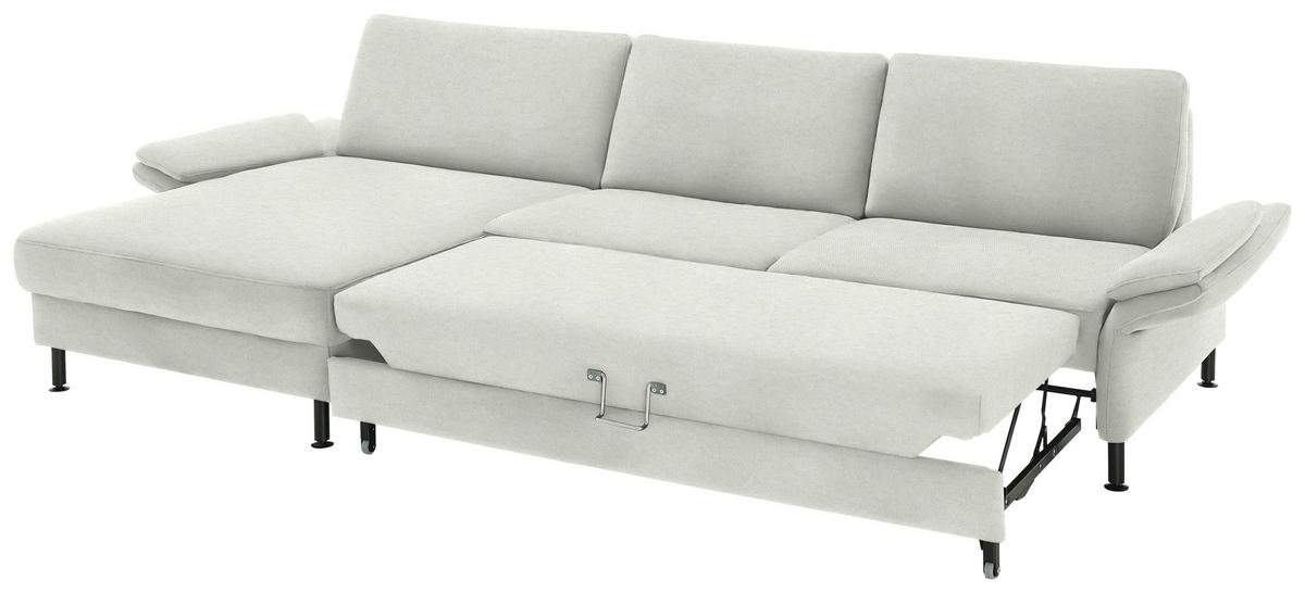 ECKSOFA  in Chenille, Flachgewebe Naturfarben  175/316 cm  - Schwarz/Naturfarben, Design, Textil/Metall (175/316cm) - Dieter Knoll