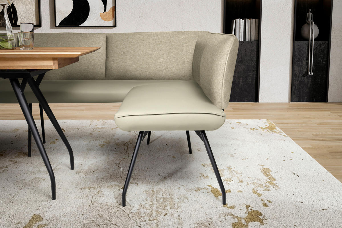 ECKBANK 165/225 cm  in Creme  - Creme/Schwarz, Design, Textil/Metall (165/225cm) - Moderano