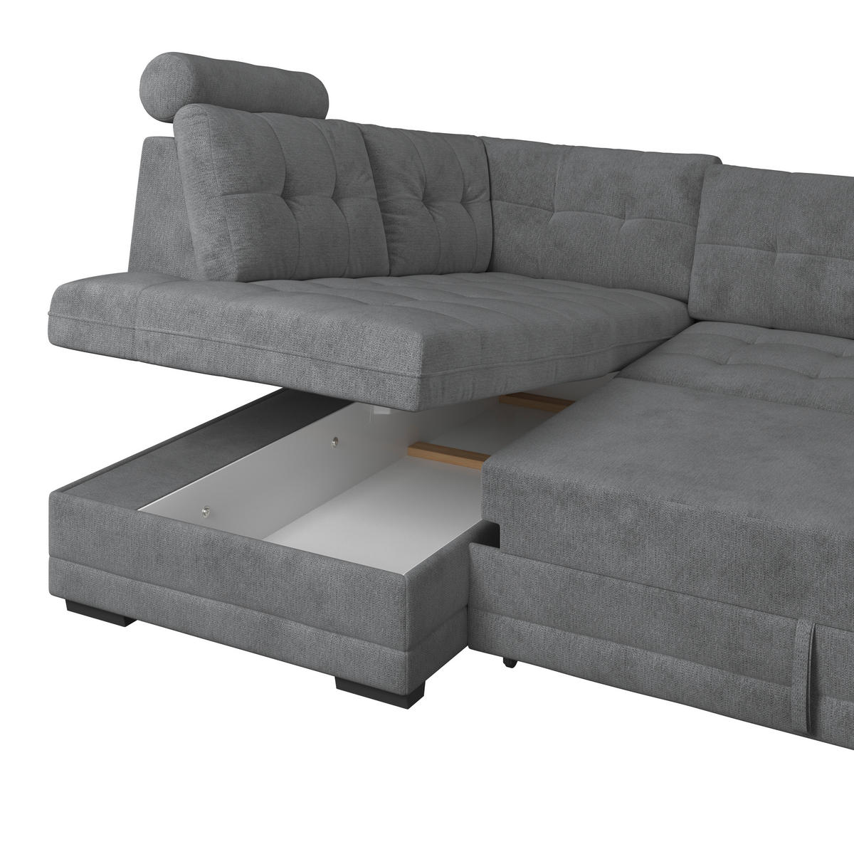 ECKSOFA  Mikrofaser, Struktur Anthrazit  - Anthrazit/Schwarz, Konventionell, Kunststoff/Textil (183/251cm) - MID.YOU