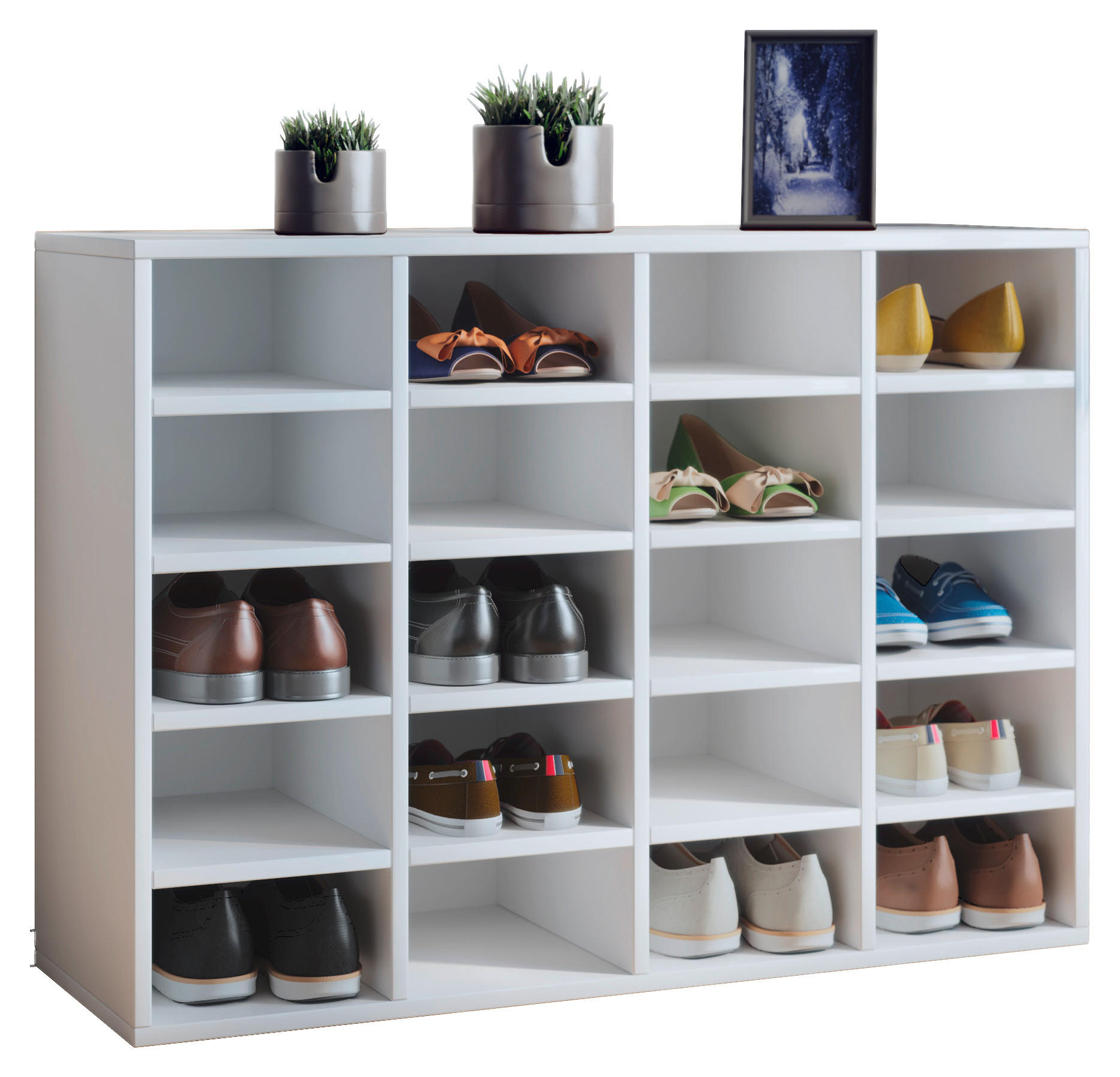 SCHUHREGAL Weiß  - Weiß, KONVENTIONELL, Holzwerkstoff (92/67/33cm) - MID.YOU