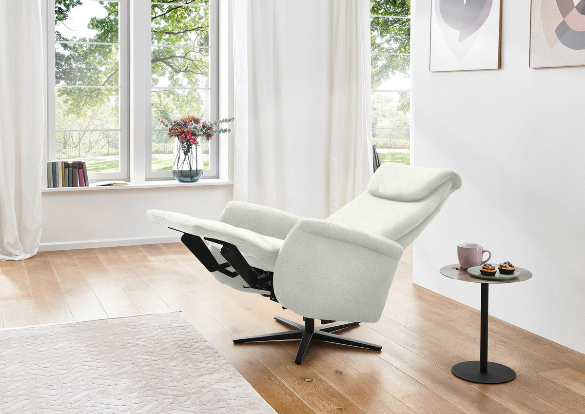 RELAXSESSEL in Textil Weiss  - Weiss/Schwarz, Design, Textil/Metall (77/115/89cm) - Pure Home Comfort