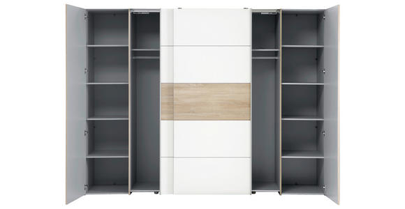 KLEIDERSCHRANK 270/210/61 cm 4-türig - Alufarben/Weiß, KONVENTIONELL, Holzwerkstoff/Kunststoff (270/210/61cm) - Carryhome