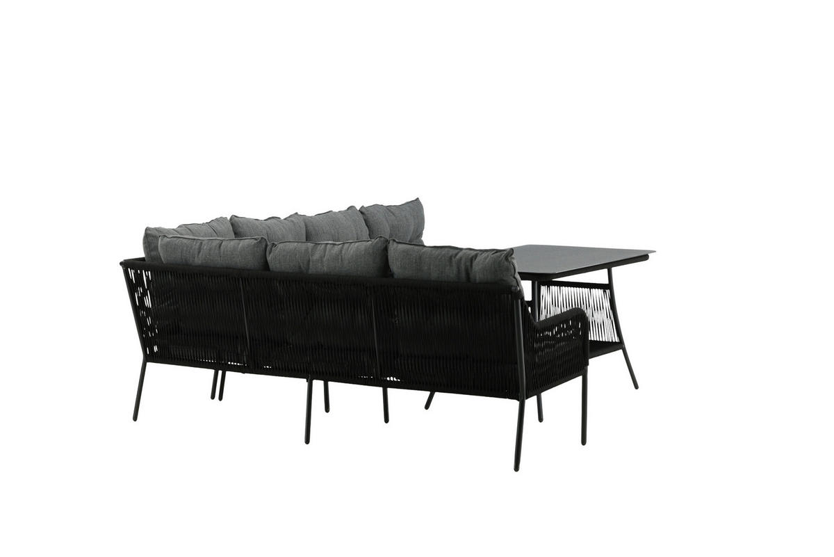 DINING-LOUNGESET 173/196 cm Stahl  - Schwarz, KONVENTIONELL, Metall (173/196cm) - Gardenson