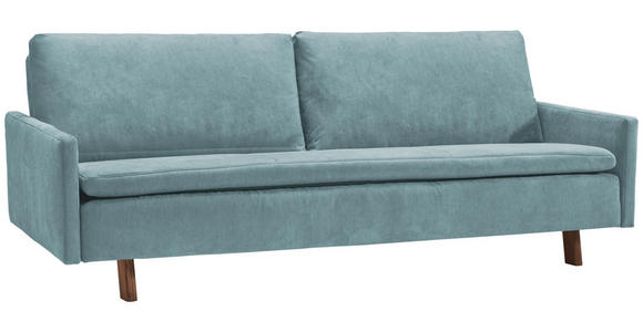 SCHLAFSOFA Flachgewebe Blau  - Blau/Eichefarben, KONVENTIONELL, Holz/Textil (220/85/98cm) - Carryhome