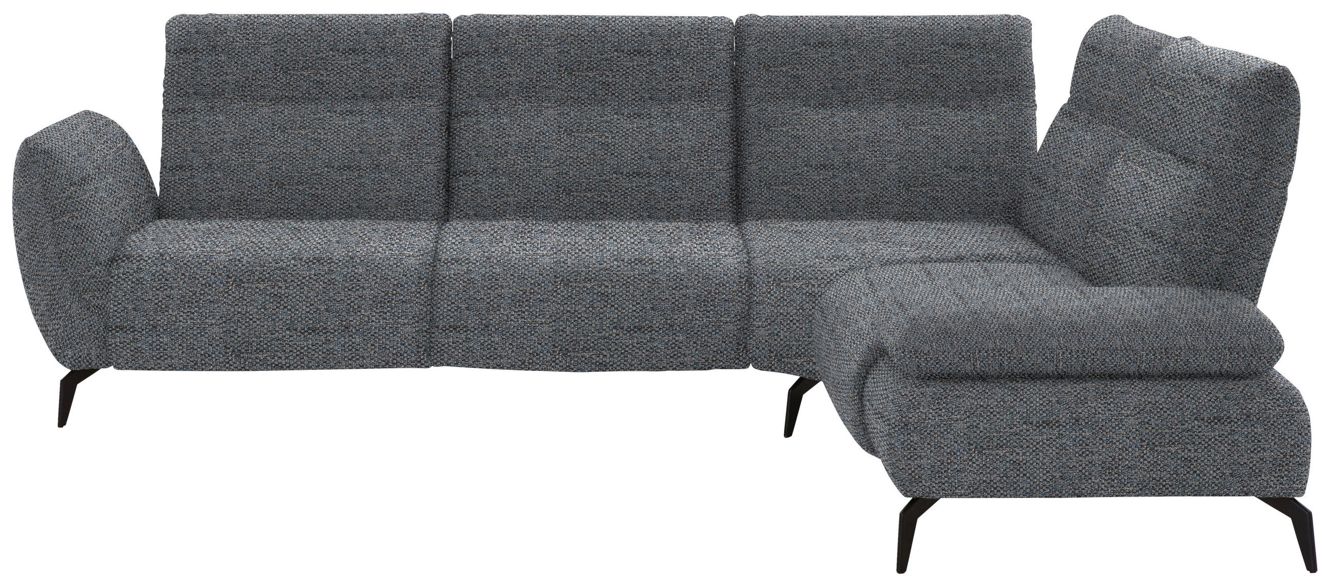 ECKSOFA in Webstoff Grau  - Schwarz/Grau, Design, Textil/Metall (290/223cm) - Moderano