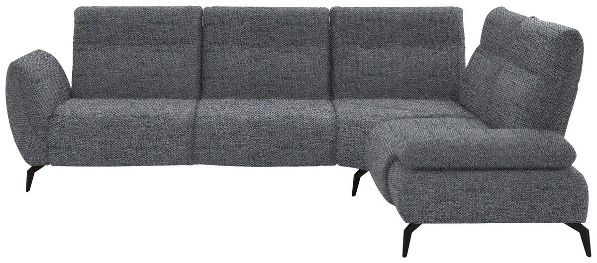 ECKSOFA in Webstoff Grau  290/223 cm  - Schwarz/Grau, Design, Textil/Metall (290/223cm) - Moderano