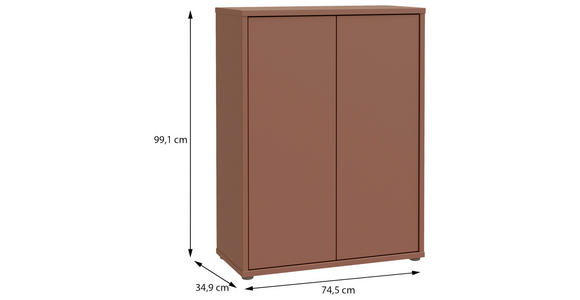 SCHUHSCHRANK Alice Springs  in 74,5/99,1/34,9 cm  - Terracotta/Grau, MODERN, Holzwerkstoff/Kunststoff (74,5/99,1/34,9cm) - Xora