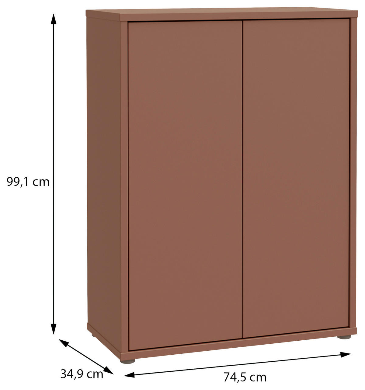 SCHUHSCHRANK Alice Springs  in 74,5/99,1/34,9 cm  - Terracotta/Grau, MODERN, Holzwerkstoff/Kunststoff (74,5/99,1/34,9cm) - Xora