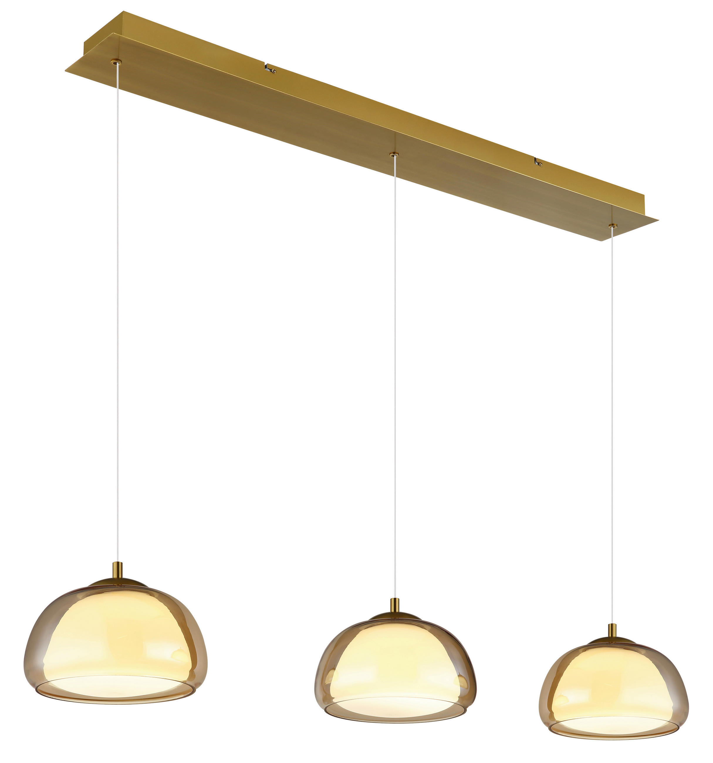 LED-HÄNGELEUCHTE 117/25/150 cm  - Transparent/Goldfarben, Design, Glas/Kunststoff (117/25/150cm) - Globo