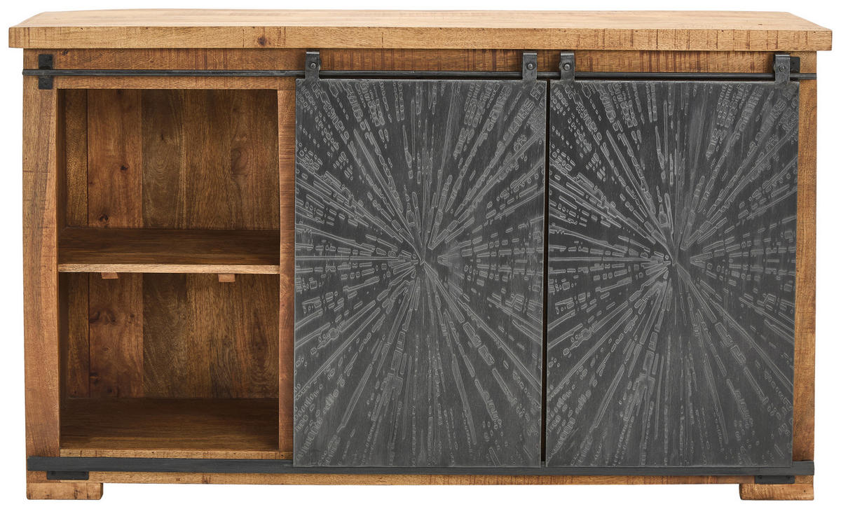 SIDEBOARD  in 145/85/40 cm  - Schwarz/Naturfarben, Design, Holz/Metall (145/85/40cm) - Ambia Home
