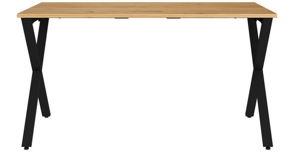 SCHREIBTISCH 140/80/75 cm, Schwarz, Eichefarben, Hellbraun, in verschiedenen Holz-Dekoren erhältlich, justierbare Füße  - Hellbraun/Eichefarben, MODERN, Holzwerkstoff/Metall (140/80/75cm) - Novel