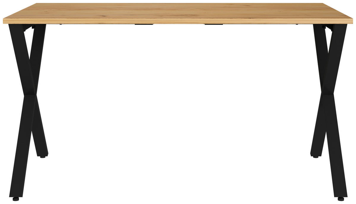 SCHREIBTISCH 140/80/75 cm, Schwarz, Eichefarben, Hellbraun, in verschiedenen Holz-Dekoren erhältlich, justierbare Füße  - Hellbraun/Eichefarben, MODERN, Holzwerkstoff/Metall (140/80/75cm) - Novel