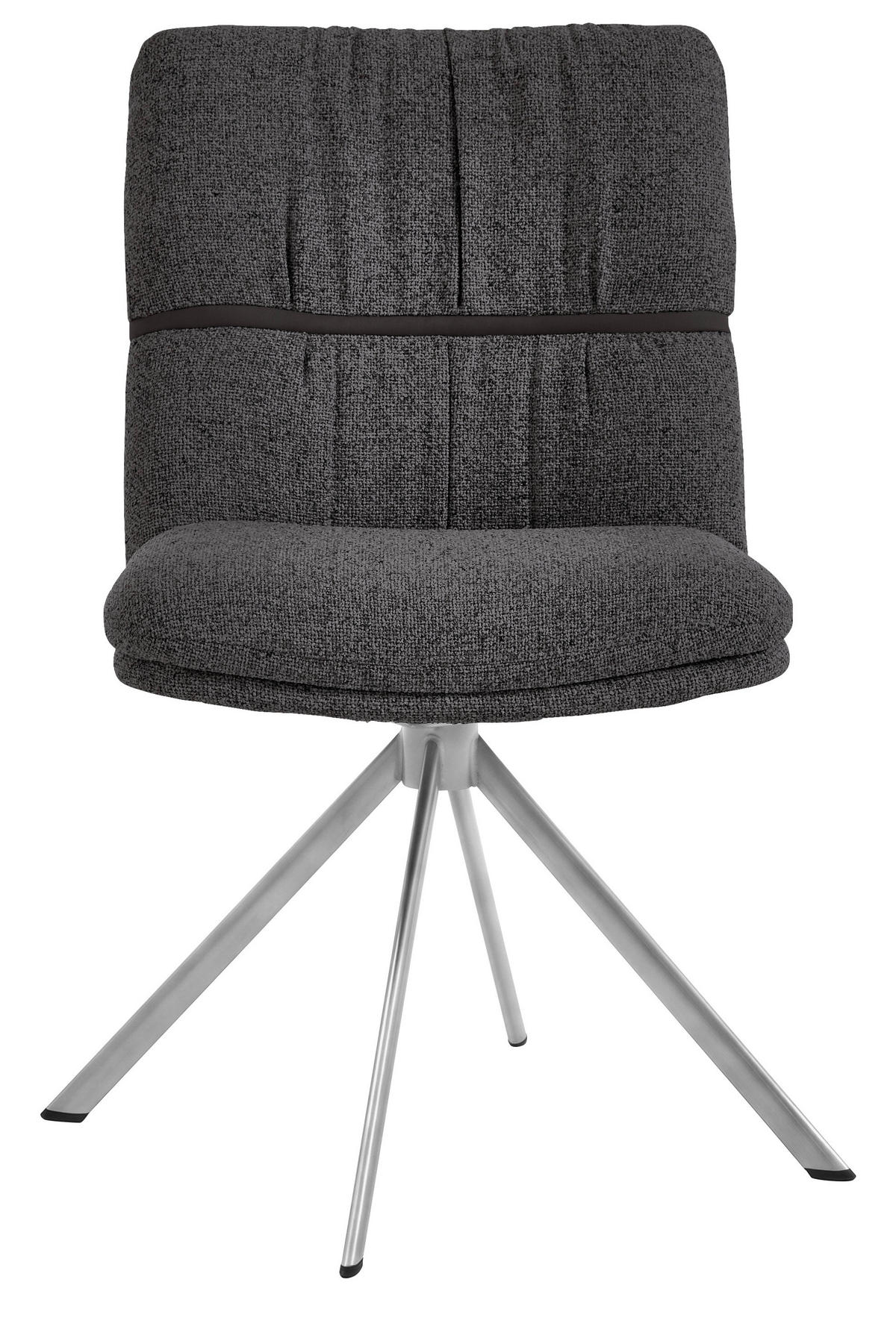 STUHL  Beinauswahl, Stoffauswahl, Sitzfläche 360° drehbar, automatische Rückholfunktion Mikrofaser  Graphitfarben  - Edelstahlfarben/Graphitfarben, Design, Textil/Metall (49/86/63cm) - Valdera