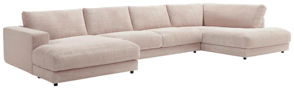 WOHNLANDSCHAFT Taupe Cord  - Taupe/Schwarz, Design, Kunststoff/Textil (190/425/224cm) - Hom`in