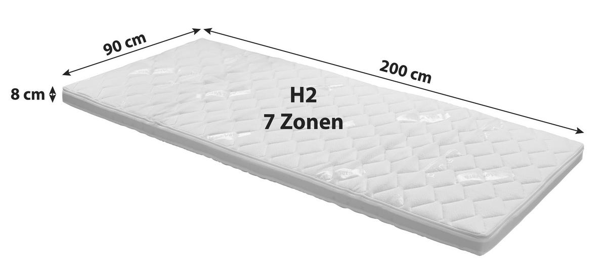 Topper Gamma 90/200 cm Höhe ca. 8 cm  - Weiß, Textil (90/200cm) - Primatex