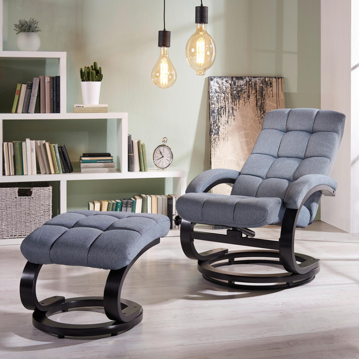 Set Scaune De Relaxare din lemn, metal, textil, gri, negru - negru/gri, Modern, lemn/metal (67/78/94cm) - MID.YOU