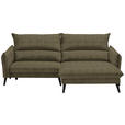 ECKSOFA in Velours Olivgrün  238/170 cm  - Schwarz/Olivgrün, Design, Holz/Textil (238/170cm) - Carryhome