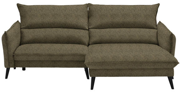 ECKSOFA in Velours Olivgrün  238/170 cm  - Schwarz/Olivgrün, Design, Holz/Textil (238/170cm) - Carryhome