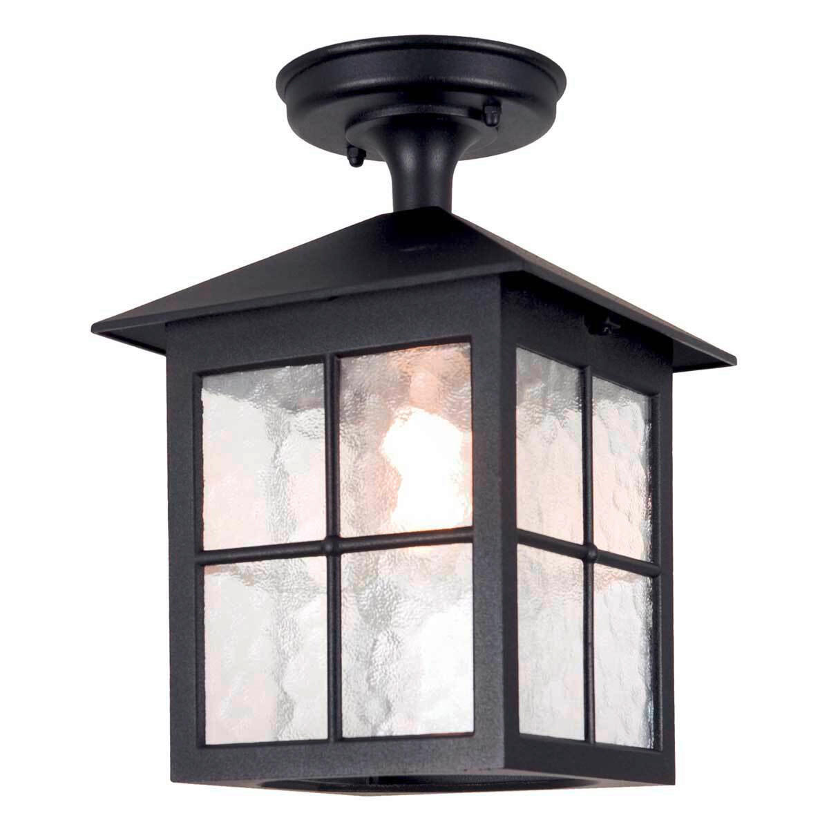 PLAFONNIER EXTÉRIEUR - Schwarz, Konventionell, Glas/Metall (28/18,5/18,5cm) - Elstead Lighting