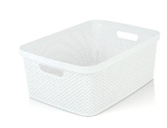 TÁROLÓDOBOZ 21,5/27/15 cm  - fehér, Basics, műanyag (21,5/27/15cm) - Homeware