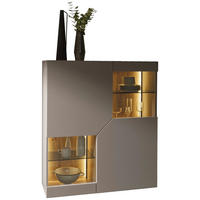 HIGHBOARD Grau, Wildeiche  112/130/43 cm  - Wildeiche/Grau, Design, Glas/Holz (112/130/43cm) - Voglauer