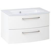 WASCHTISCHKOMBI 80 cm  - Alufarben/Weiß, KONVENTIONELL, Glas/Holzwerkstoff (80cm) - Held