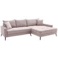 ECKSOFA  in Cord Rosa  280/173 cm  - Schwarz/Rosa, KONVENTIONELL, Textil/Metall (280/173cm) - Hom`in