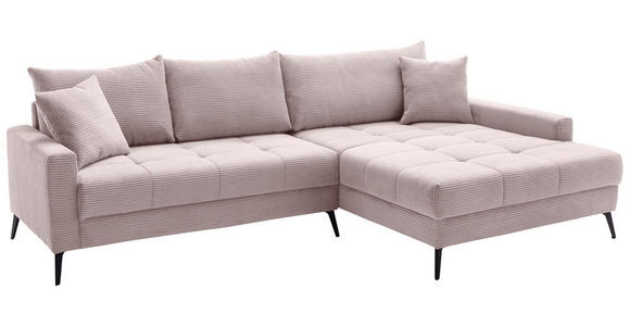 ECKSOFA  in Cord Rosa  280/173 cm  - Schwarz/Rosa, KONVENTIONELL, Textil/Metall (280/173cm) - Hom`in