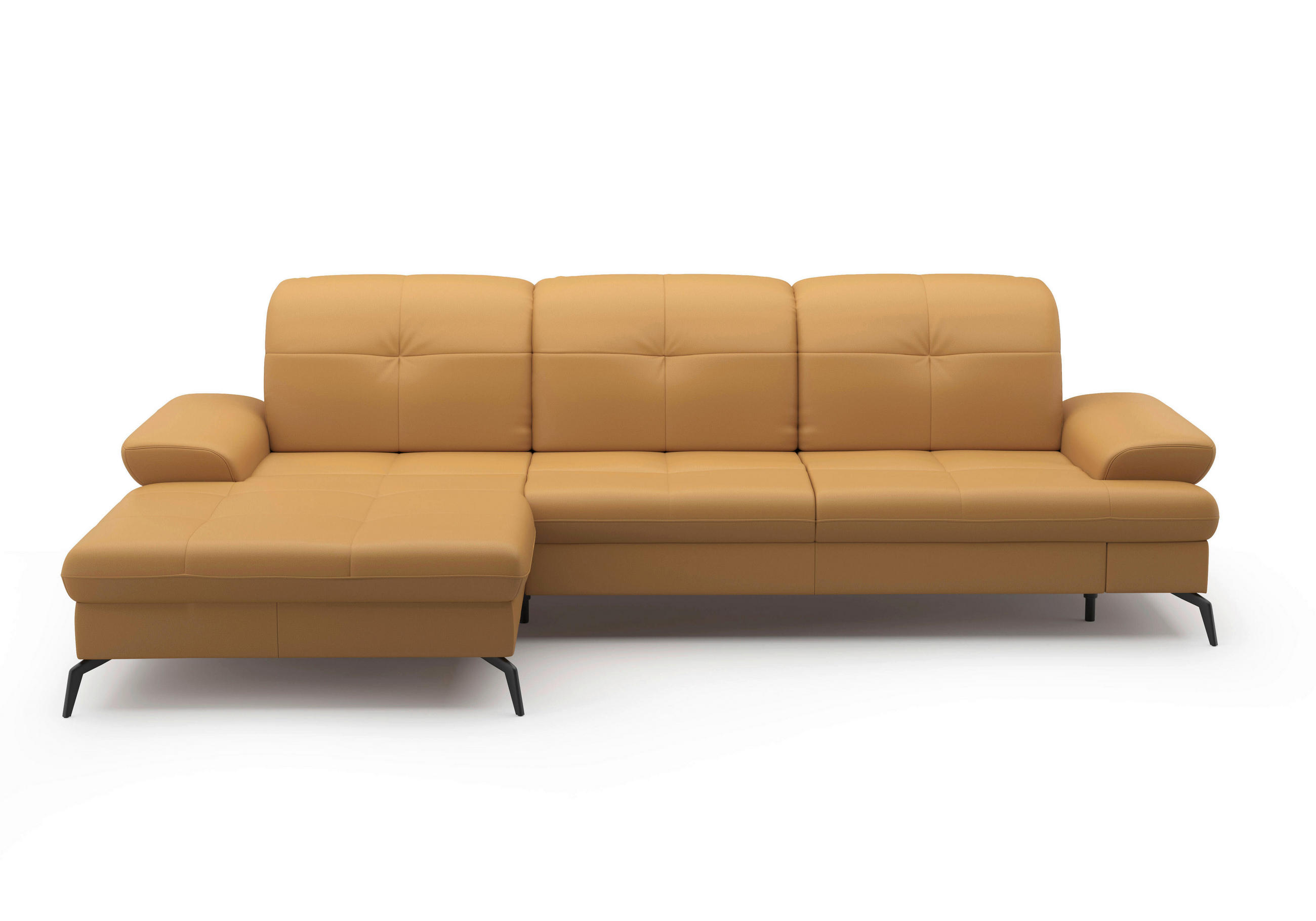 ECKSOFA Currygelb Kombination Echtleder/Stoff Vliesstoff  - Currygelb/Schwarz, KONVENTIONELL, Leder/Textil (185/279cm) - Sit & More