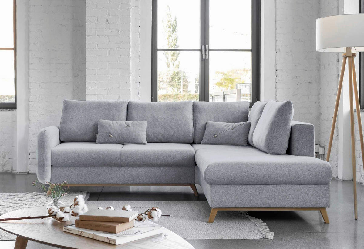 Colțar, textil, gri deschis, 242/202 cm - gri deschis/culoare natur, lemn/textil (242/202cm) - MID.YOU