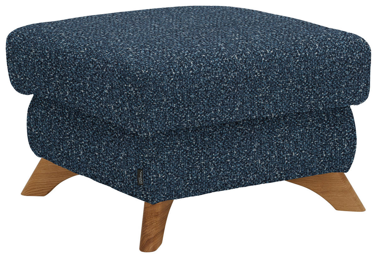 HOCKER Bouclé Blau  - Blau/Eichefarben, MODERN, Holz/Textil (65/47/65cm) - Valnatura