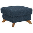 HOCKER Bouclé Blau - Blau/Eichefarben, MODERN, Holz/Textil (65/47/65cm) - Valnatura
