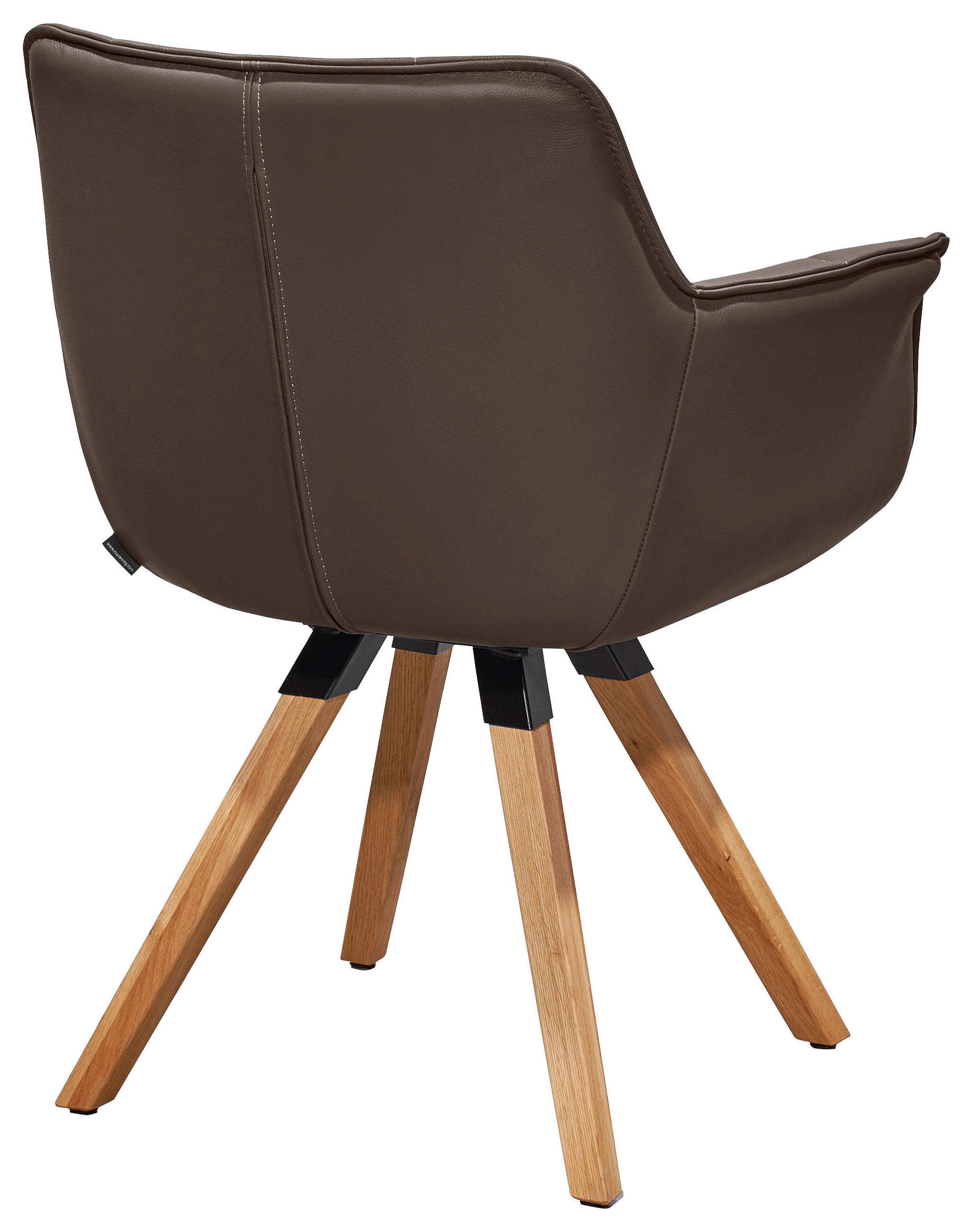 ARMLEHNSTUHL  in Echtleder pigmentiert  - Eichefarben/Dunkelbraun, Design, Leder/Holz (67/85/60cm) - Musterring