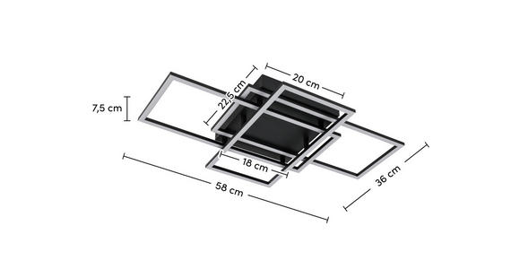 LED-DECKENLEUCHTE 58/36/7,5 cm   - Schwarz, Design, Kunststoff/Metall (58/36/7,5cm) - Novel