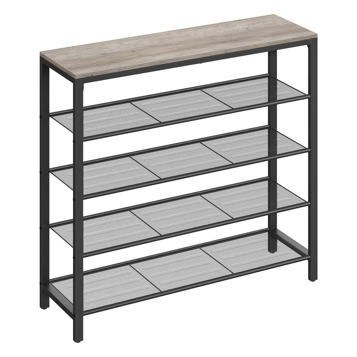 REGÁL NA TOPÁNKY, čierna, sivobéžová, 100/92,5/30 cm - čierna/sivobéžová, Trend, kov/kompozitné drevo (100/92,5/30cm) - Boxxx