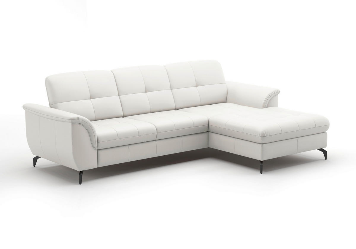 ECKSOFA in Vliesstoff Kombination Echtleder/Stoff Weiß  262/164 cm  - Schwarz/Weiß, MODERN, Leder/Textil (262/164cm) - Sit & More