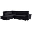 ECKSOFA Schwarz Mikrofaser  - Chromfarben/Schwarz, KONVENTIONELL, Textil/Metall (206/271cm) - Carryhome