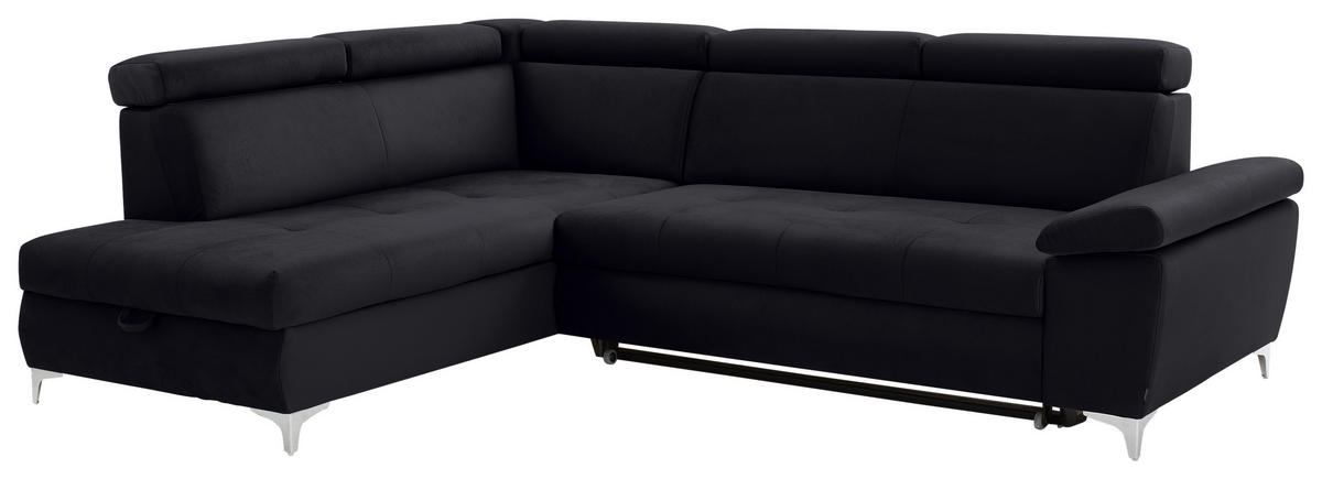KUTNA GARNITURA tekstil  crna   - boje kroma/crna, Konvencionalno, tekstil/metal (206/271cm) - Carryhome