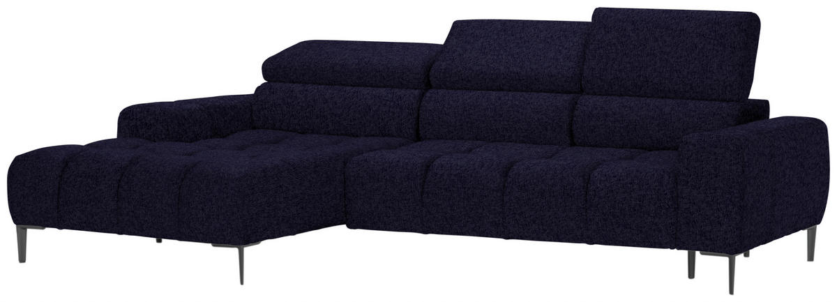 ECKSOFA in Samt, Webstoff Schwarz  177/270 cm  - Schwarz, Design, Textil/Metall (177/270cm) - Welnova