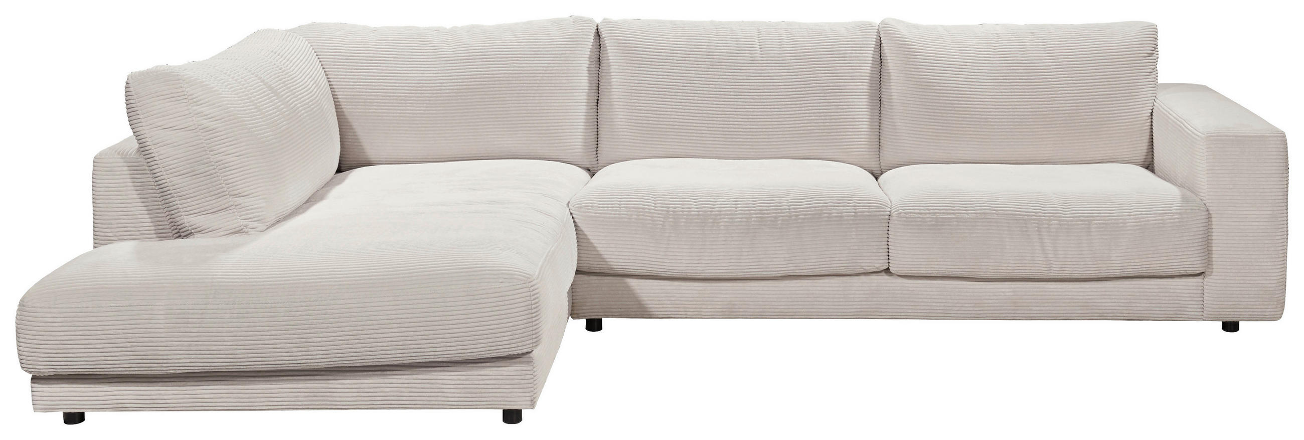 ECKSOFA Weiß Cord  - Schwarz/Weiß, Design, Kunststoff/Textil (224/325cm) - Hom`in