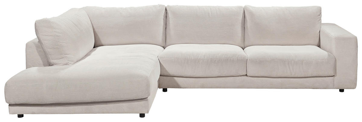 ECKSOFA Weiß Cord  - Schwarz/Weiß, Design, Kunststoff/Textil (224/325cm) - Hom`in