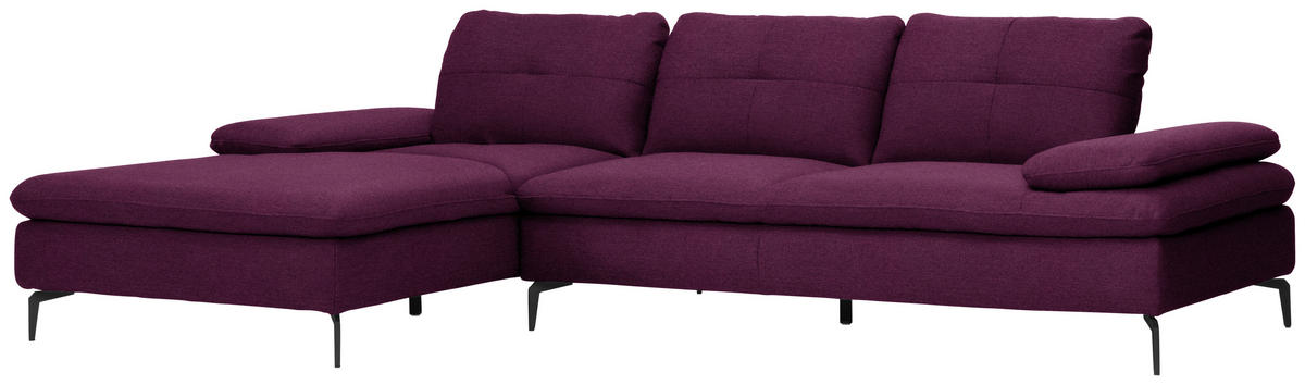 ECKSOFA in Webstoff Violett  - Violett/Schwarz, Design, Textil/Metall (179/301cm) - Chilliano