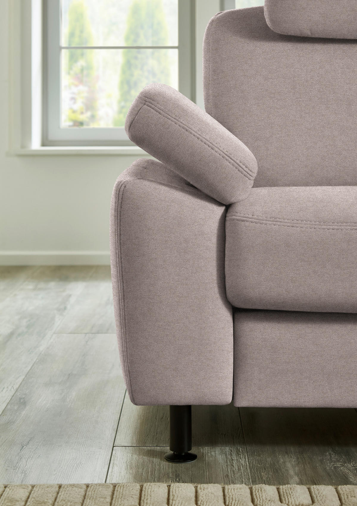 ECKSOFA Flachgewebe Rosa  - Schwarz/Rosa, Konventionell, Textil/Metall (248/252cm) - Beldomo Comfort