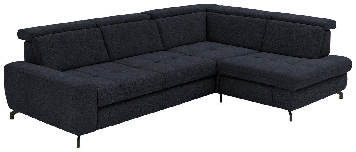 ECKSOFA in Chenille Schwarz  - Schwarz, Design, Textil/Metall (310/220cm) - Beldomo Style