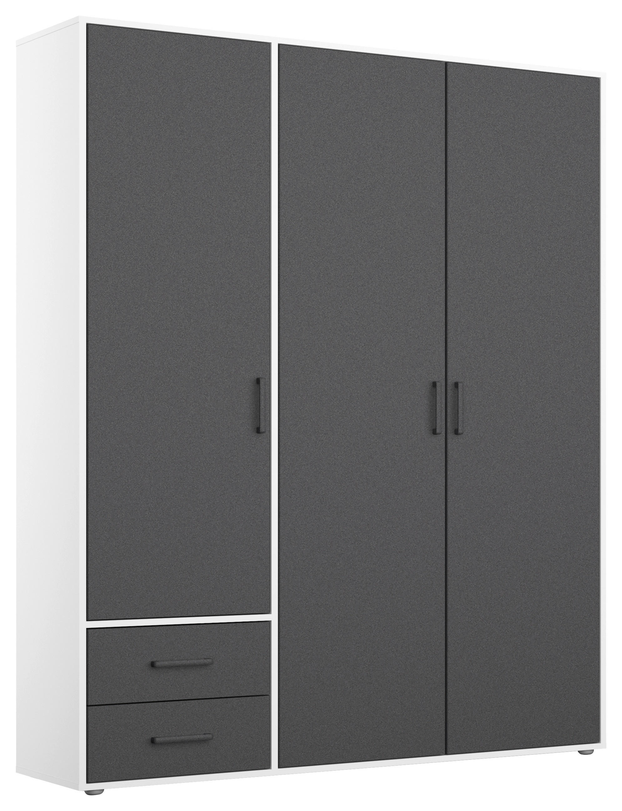 DREHTÜRENSCHRANK in Grau, Weiss  - Weiss/Grau, Modern, Holzwerkstoff/Kunststoff (140/194/53cm) - Rauch Möbel