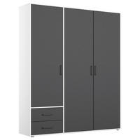 DREHTÜRENSCHRANK 140/194/53 cm 3-türig Grau, Weiß  - Weiß/Grau, MODERN, Holzwerkstoff/Kunststoff (140/194/53cm) - Rauch Möbel