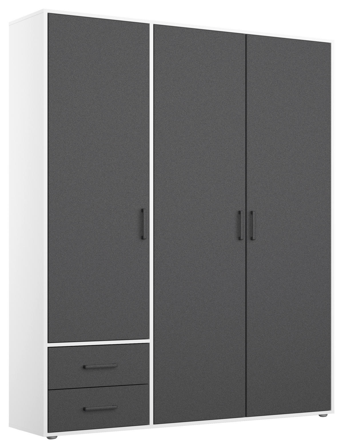 DREHTÜRENSCHRANK in Grau, Weiss  - Weiss/Grau, Modern, Holzwerkstoff/Kunststoff (140/194/53cm) - Rauch Möbel