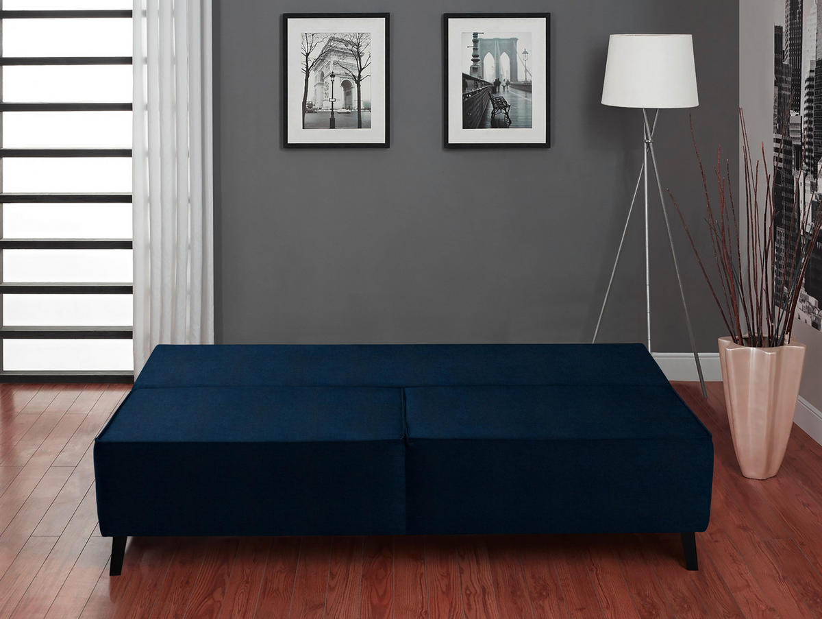 SCHLAFSOFA in Dunkelblau  - Schwarz/Dunkelblau, Konventionell, Textil/Metall (197/91/88cm) - Novel